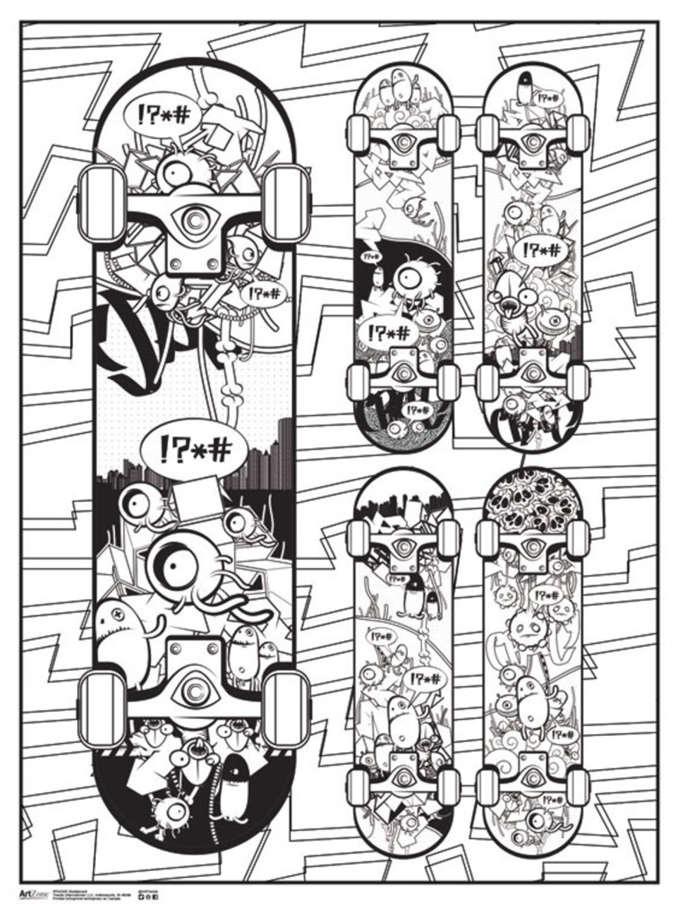 Skateboard Art Print Coloring Poster for Adults Kids Family Doodle Art  Poster18x24 inch - Poster Foundry
